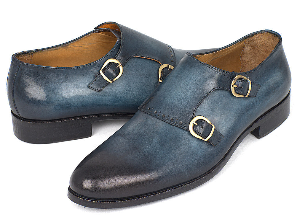 Paul Parkman Navy Double Monkstrap Shoes (ID