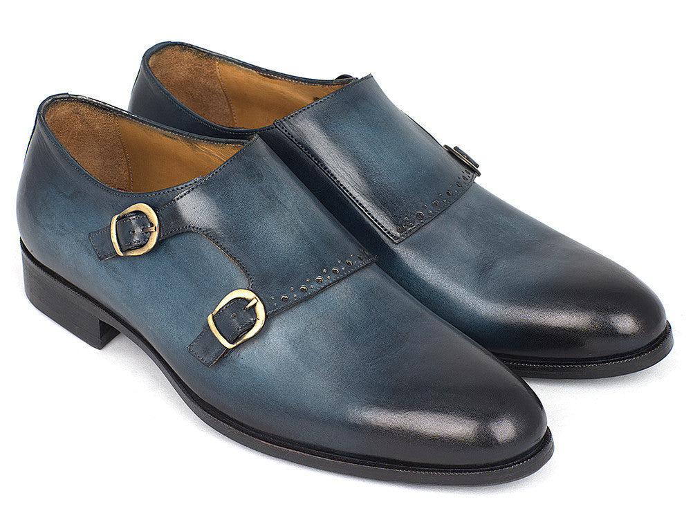 Paul Parkman Navy Double Monkstrap Shoes (ID