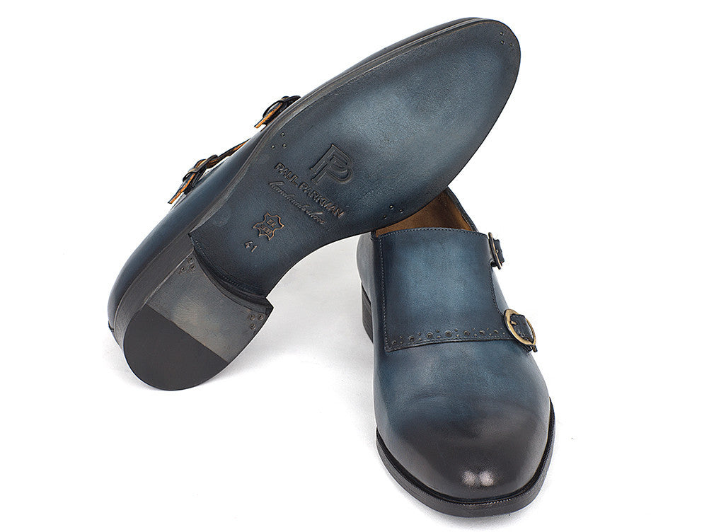 Paul Parkman Navy Double Monkstrap Shoes (ID