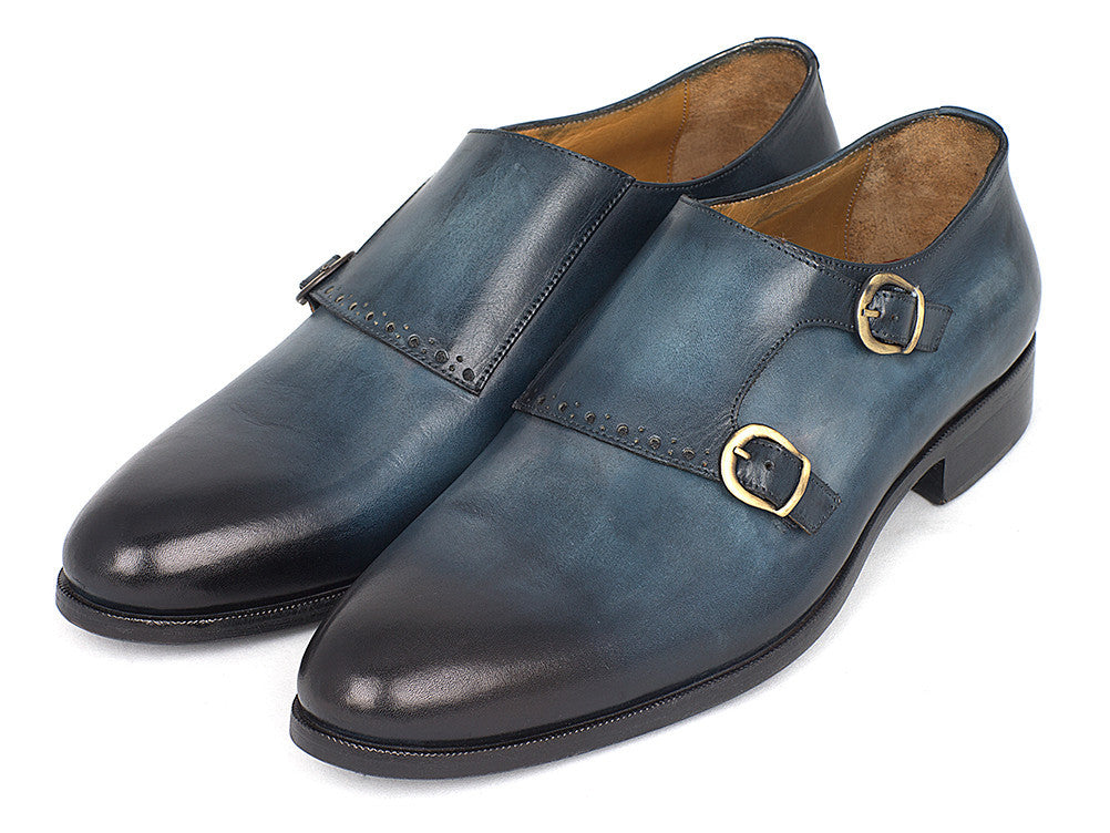 Paul Parkman Navy Double Monkstrap Shoes (ID