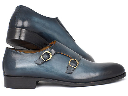 Paul Parkman Navy Double Monkstrap Shoes (ID