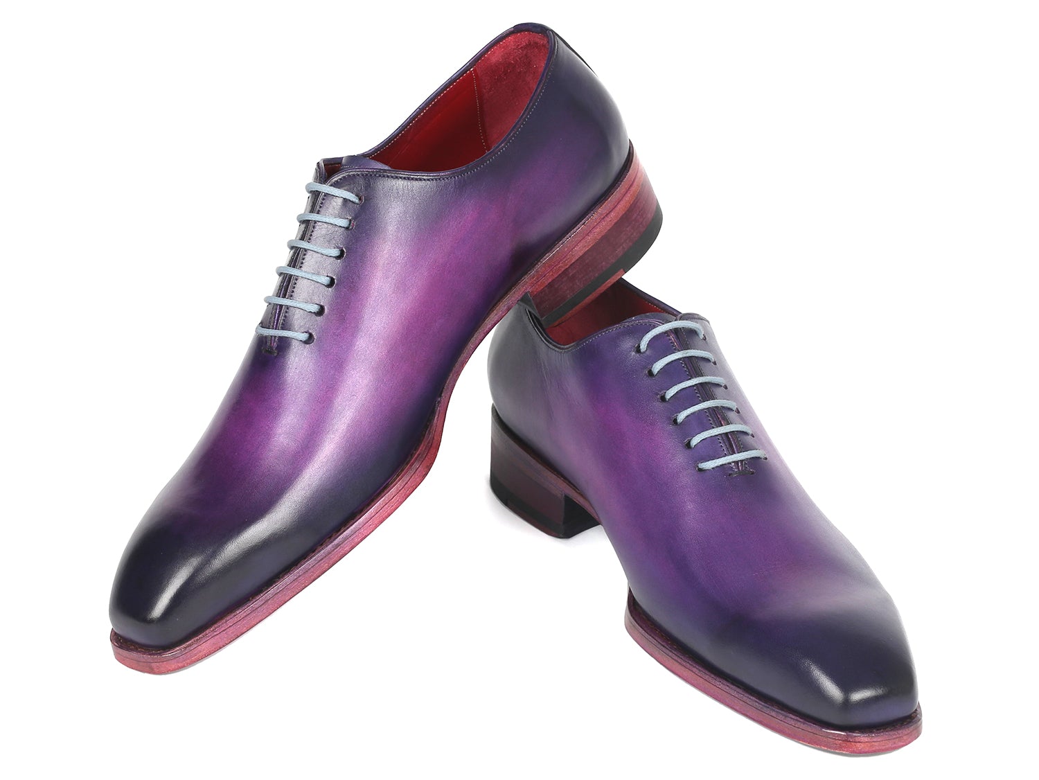 Paul Parkman Goodyear Welted Wholecut Oxfords Purple Hand-Painted (ID