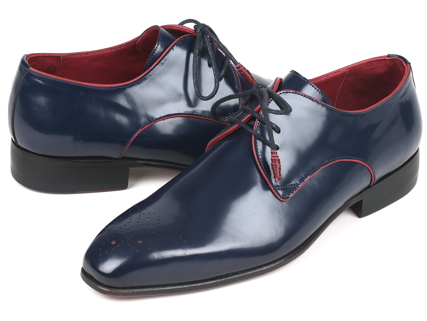 Paul Parkman Medallion Toe Navy Derby Shoes (ID