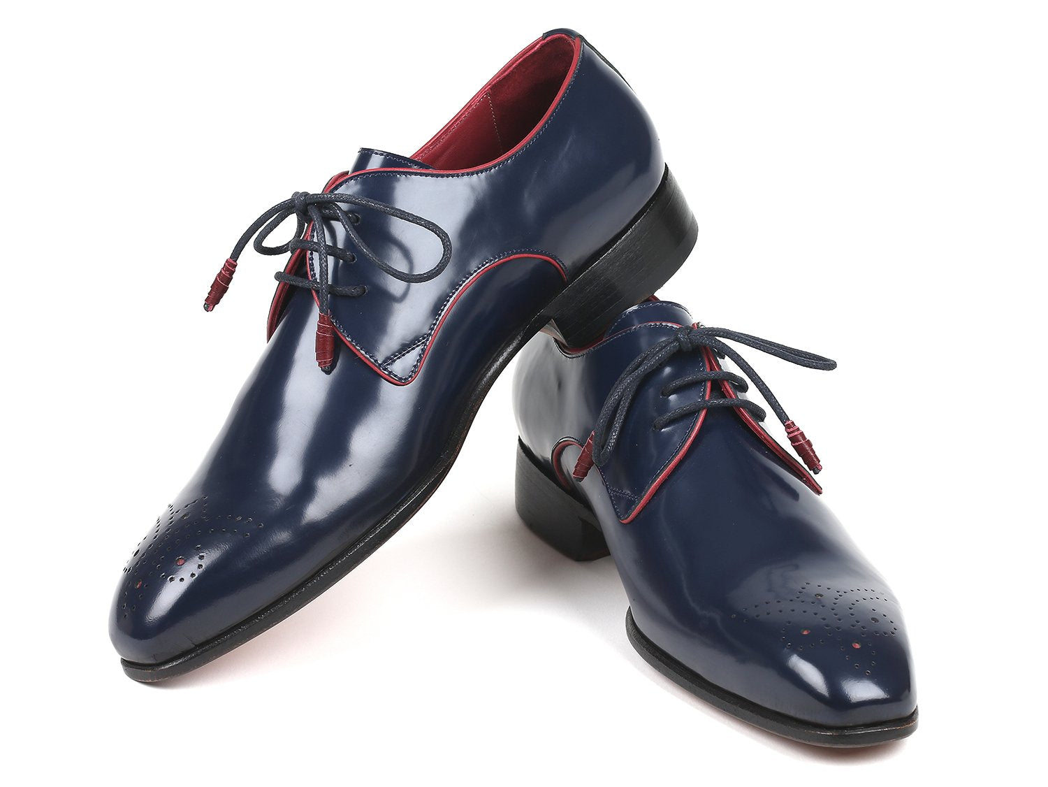 Paul Parkman Medallion Toe Navy Derby Shoes (ID