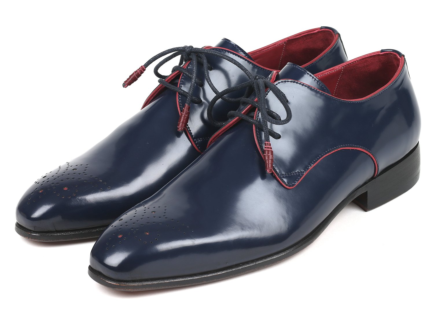 Paul Parkman Medallion Toe Navy Derby Shoes (ID