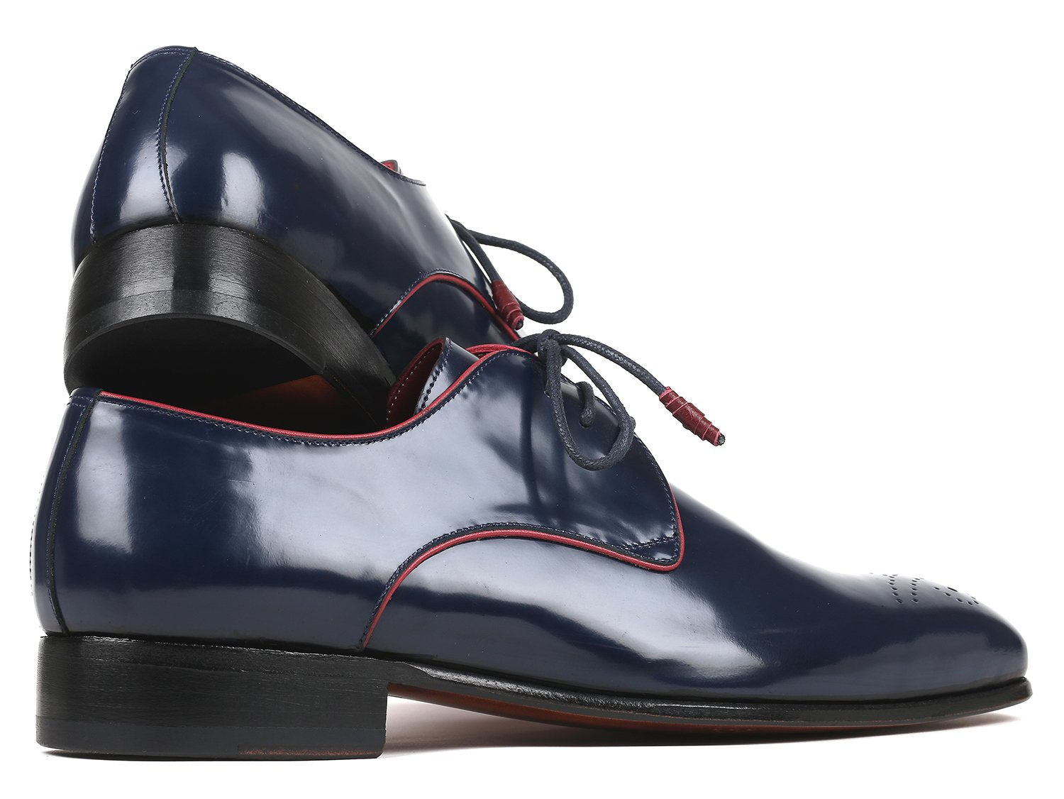 Paul Parkman Medallion Toe Navy Derby Shoes (ID