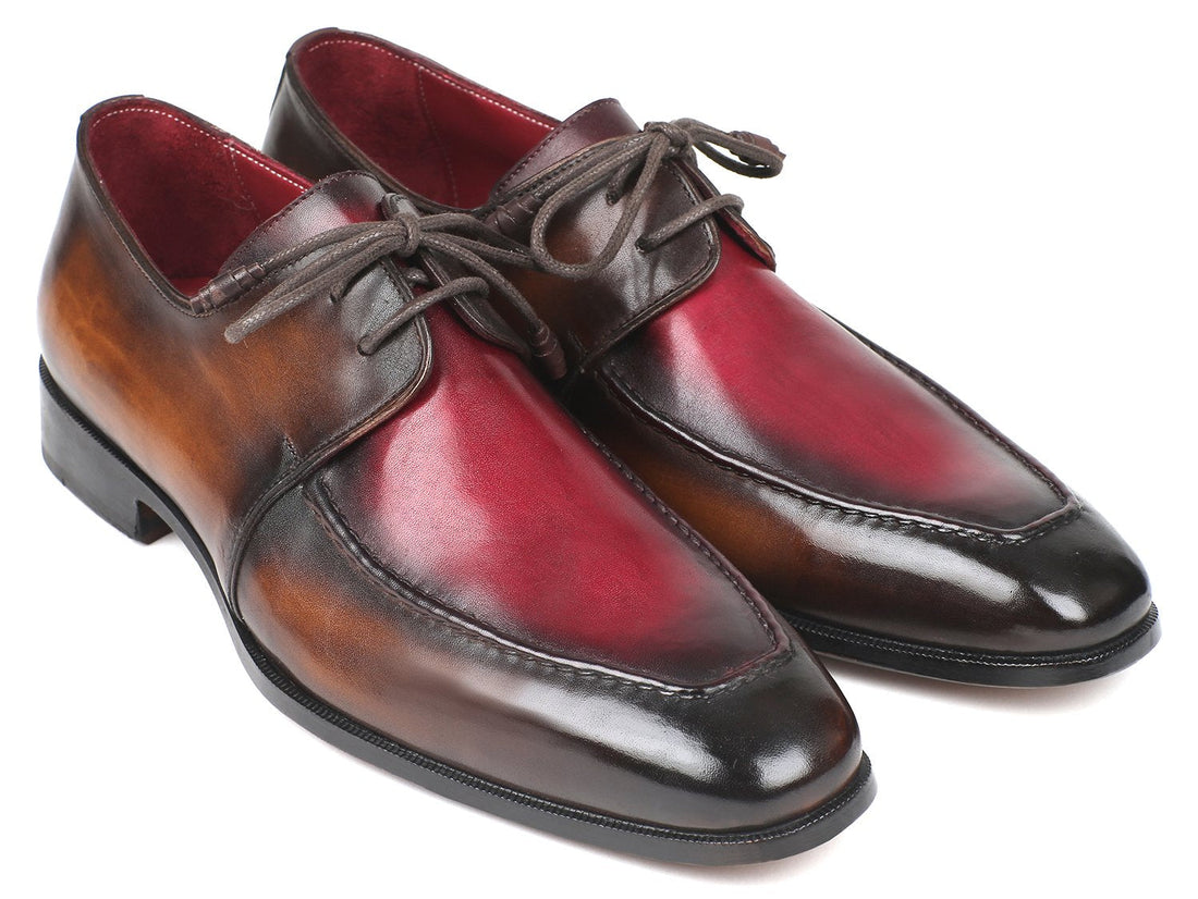 Paul Parkman Brown &amp; Bordeaux Dual Tone Apron Derby Shoes (ID