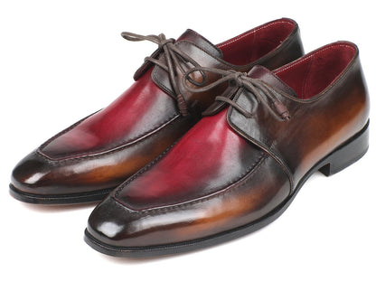 Paul Parkman Brown &amp; Bordeaux Dual Tone Apron Derby Shoes (ID