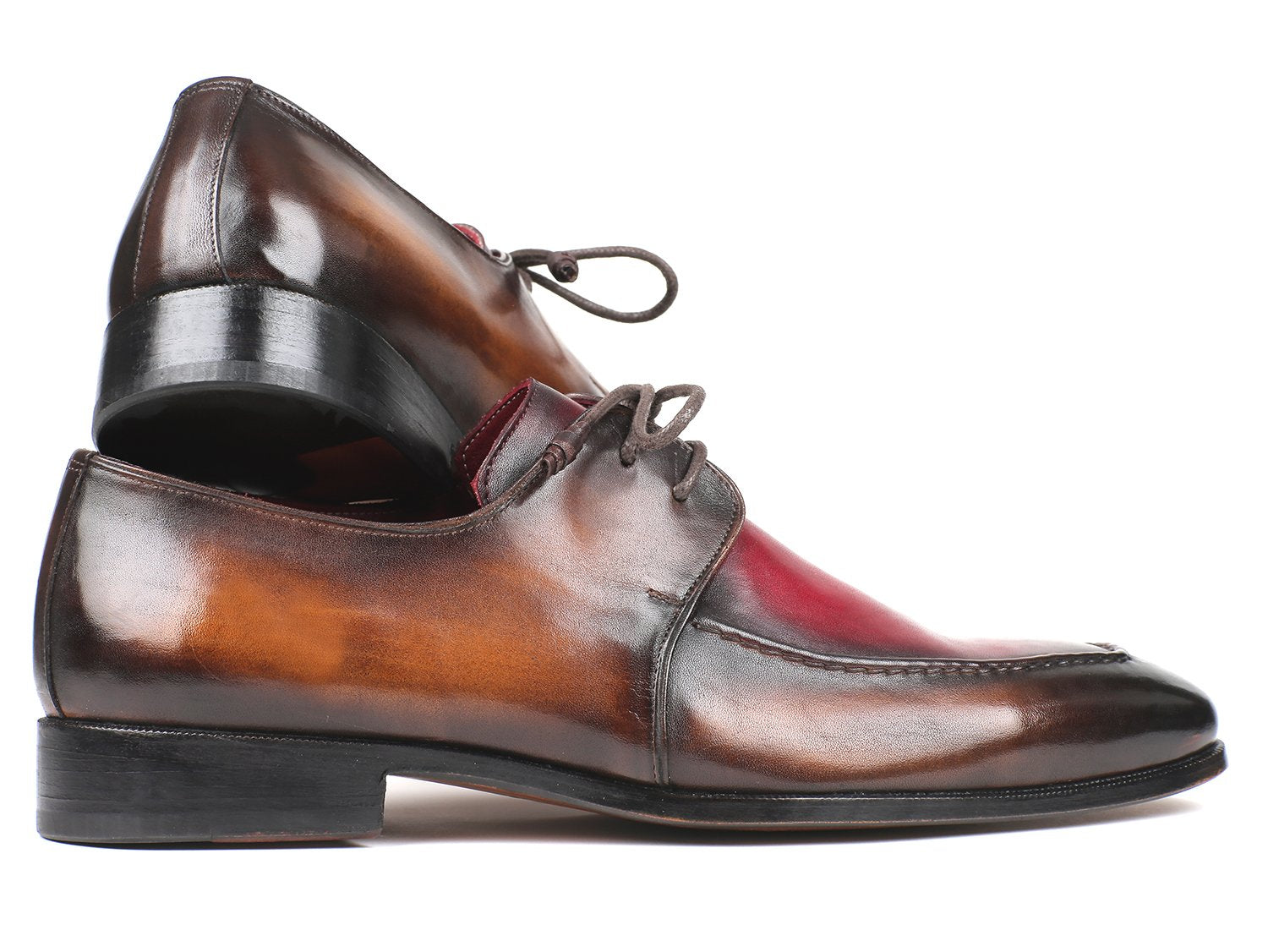 Paul Parkman Brown &amp; Bordeaux Dual Tone Apron Derby Shoes (ID