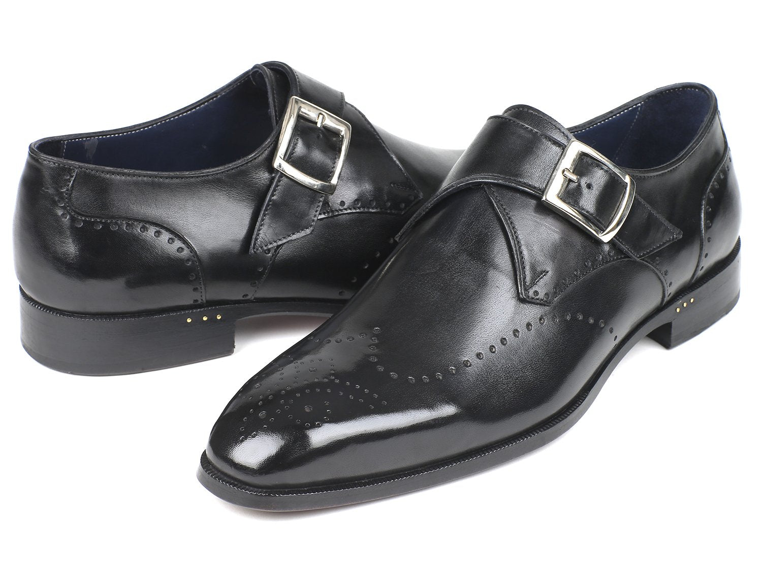 Paul Parkman Wingtip Single Monkstraps Black (ID