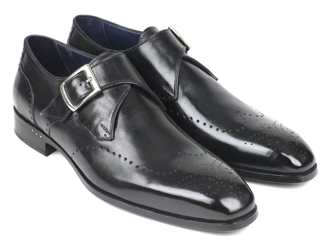 Paul Parkman Wingtip Single Monkstraps Black (ID