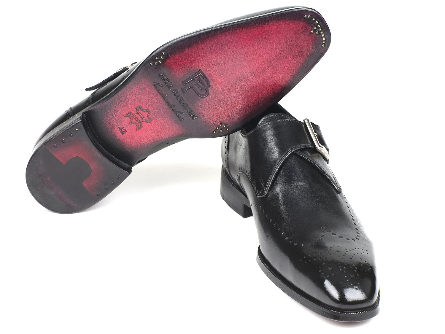 Paul Parkman Wingtip Single Monkstraps Black (ID