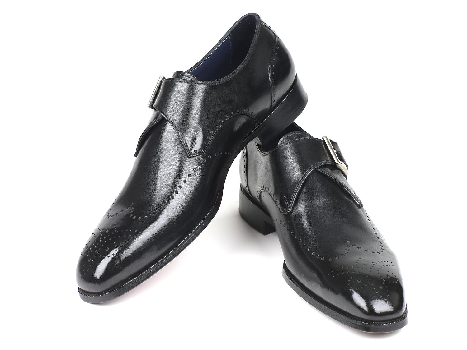 Paul Parkman Wingtip Single Monkstraps Black (ID