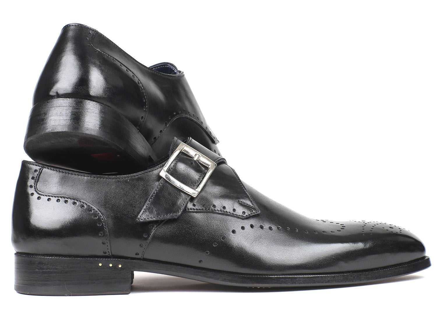 Paul Parkman Wingtip Single Monkstraps Black (ID