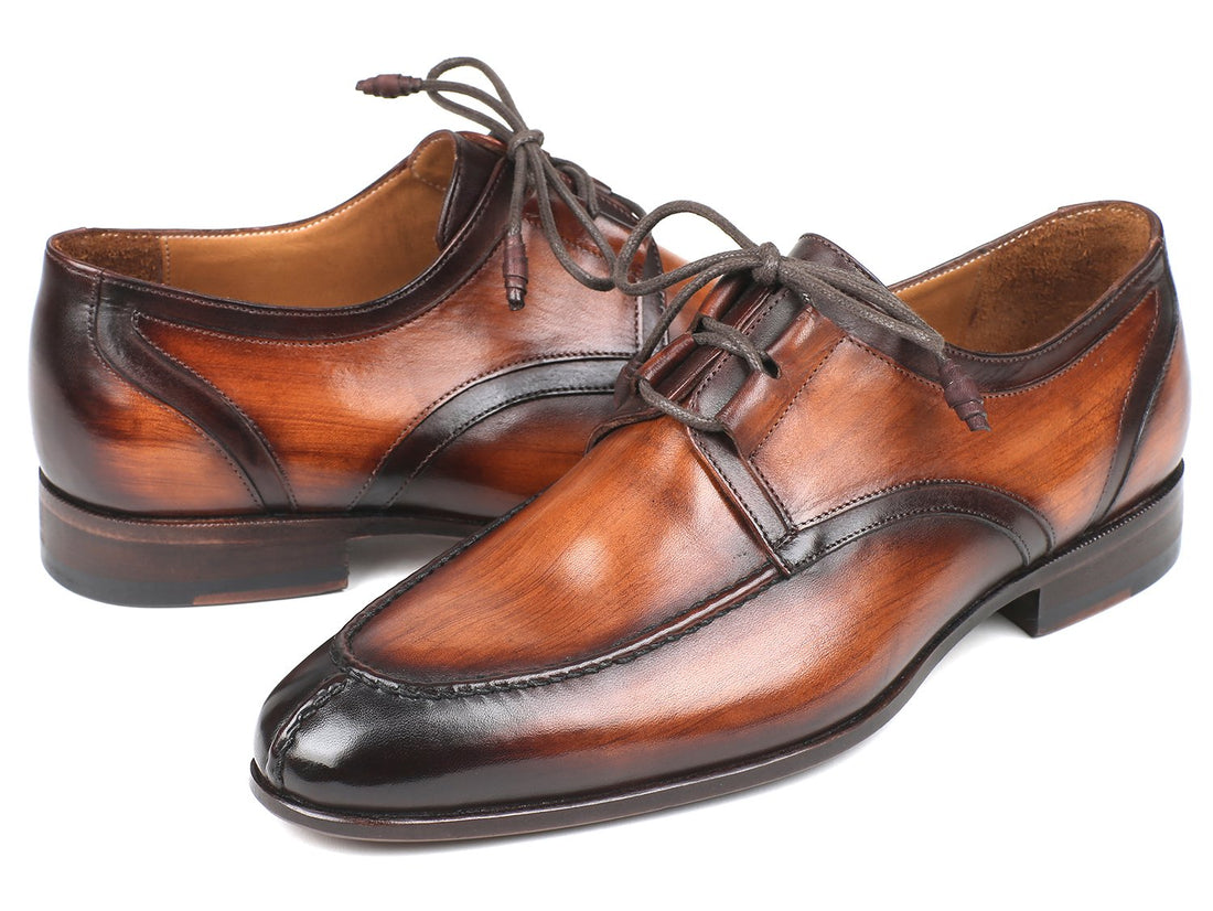 Paul Parkman Ghillie Lacing Brown Burnished Dress Shoes (ID