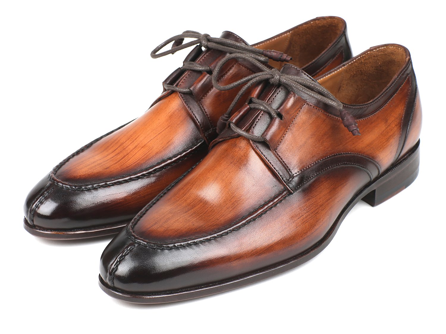 Paul Parkman Ghillie Lacing Brown Burnished Dress Shoes (ID