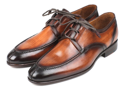 Paul Parkman Ghillie Lacing Brown Burnished Dress Shoes (ID