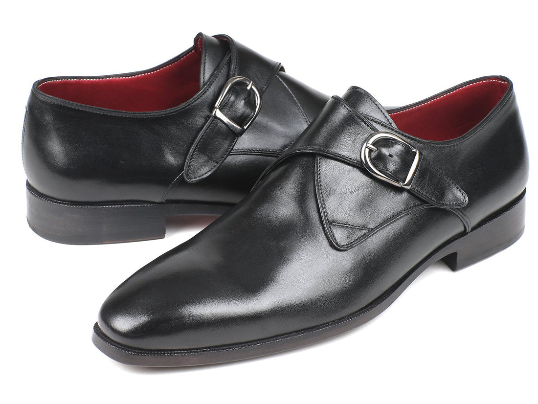 Paul Parkman Black Leather Single Monkstraps (ID