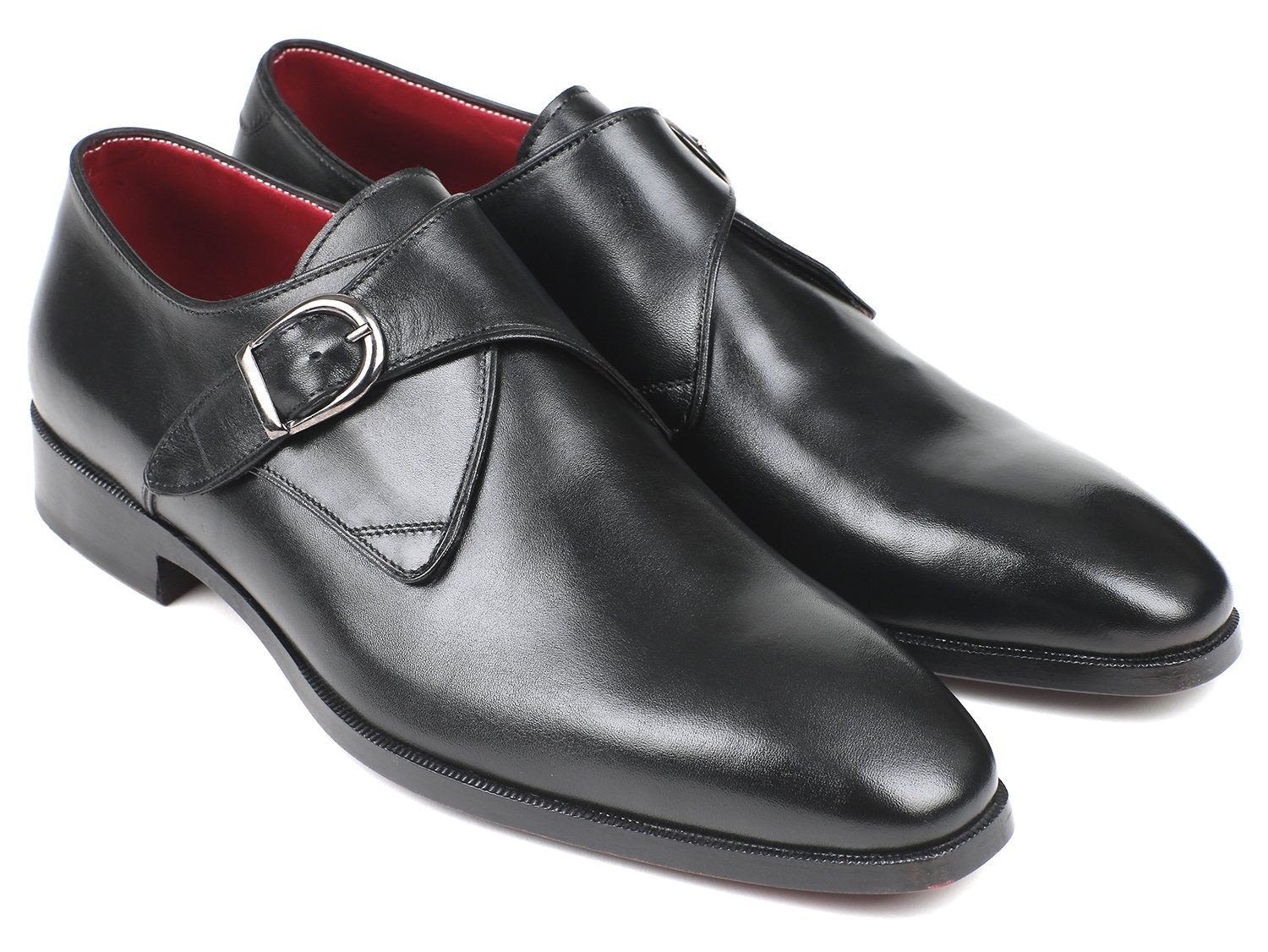 Paul Parkman Black Leather Single Monkstraps (ID