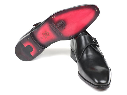 Paul Parkman Black Leather Single Monkstraps (ID