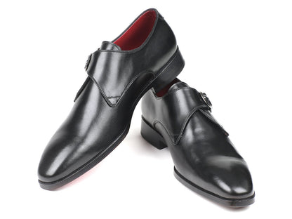 Paul Parkman Black Leather Single Monkstraps (ID