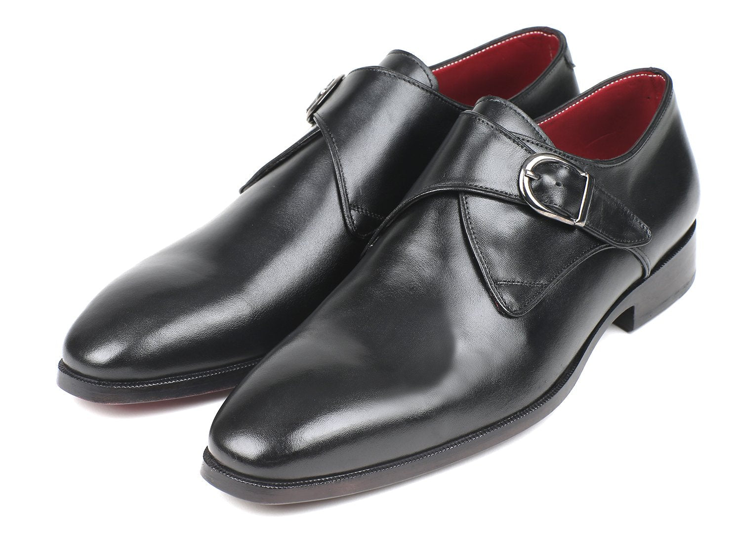 Paul Parkman Black Leather Single Monkstraps (ID