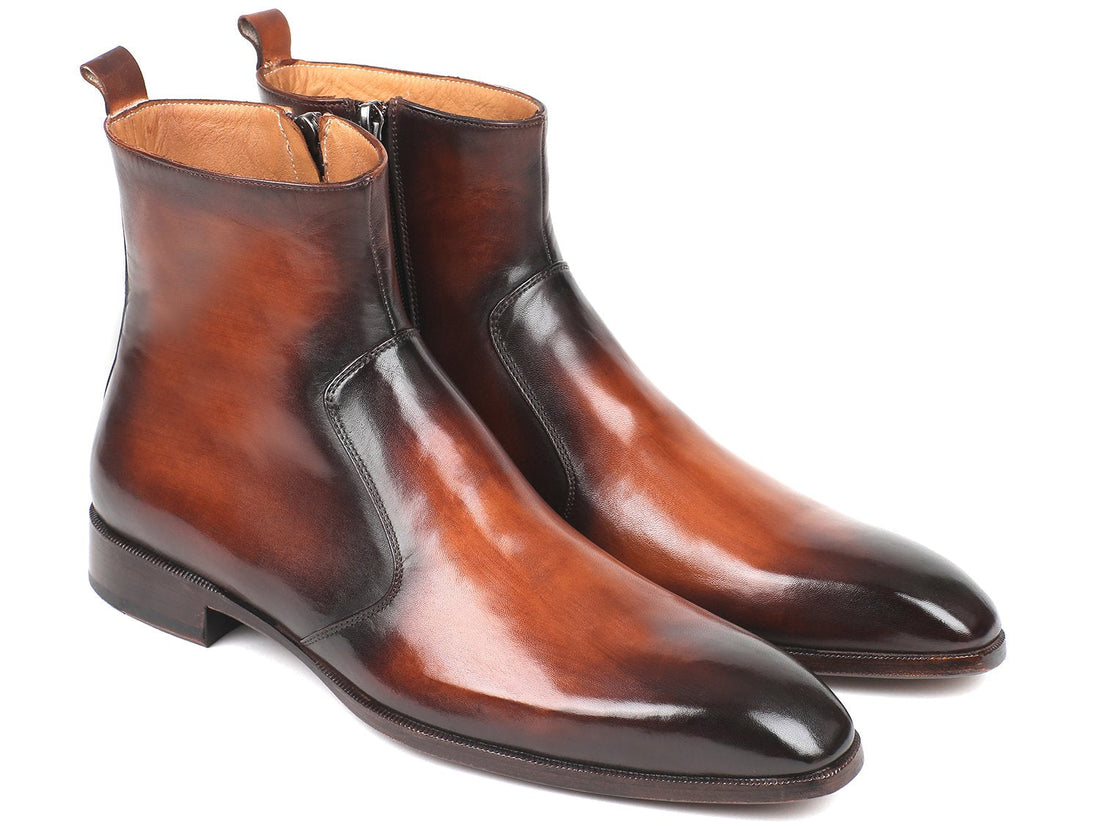 Paul Parkman Brown Burnished Side Zipper Boots (ID