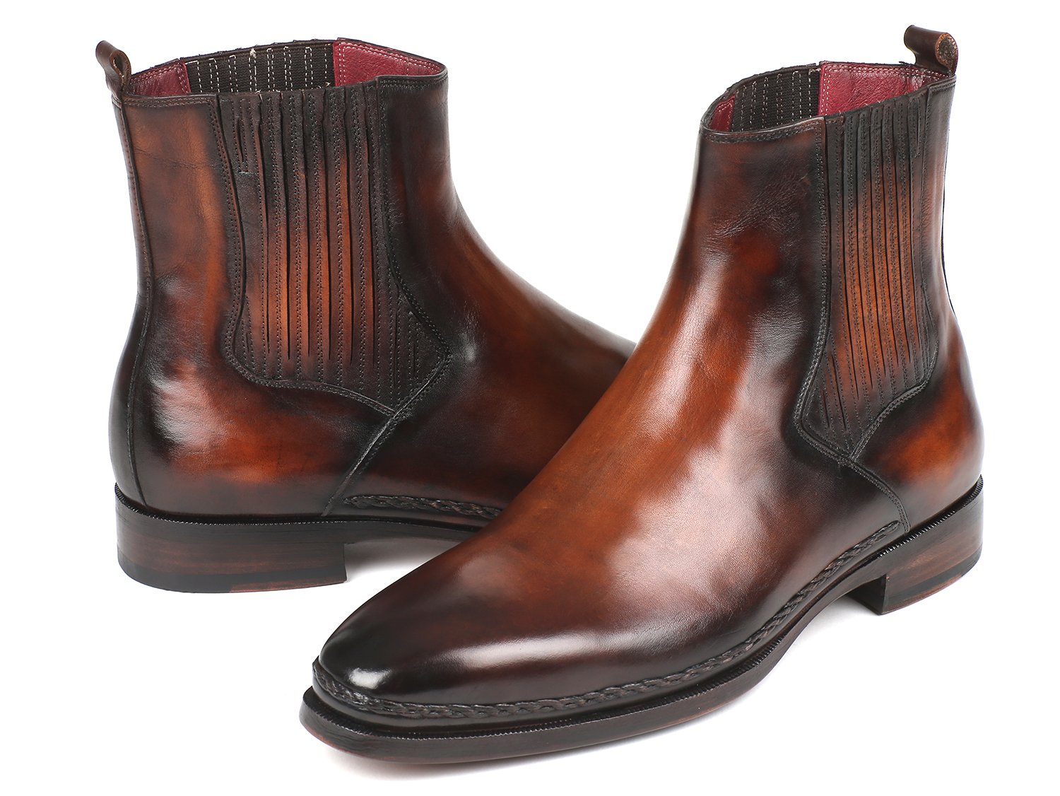 Paul Parkman Chelsea Boots Brown Burnished Leather (ID