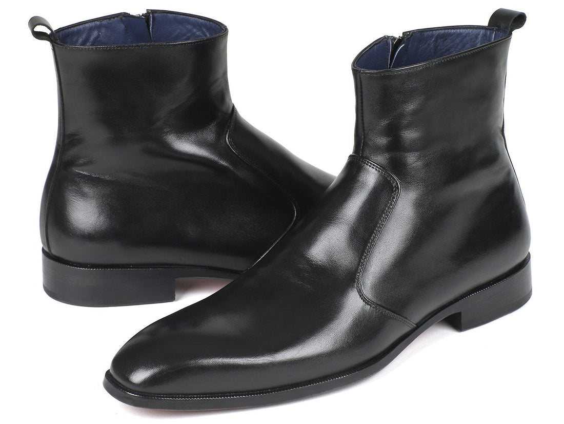 Paul Parkman Black Leather Side Zipper Boots (ID