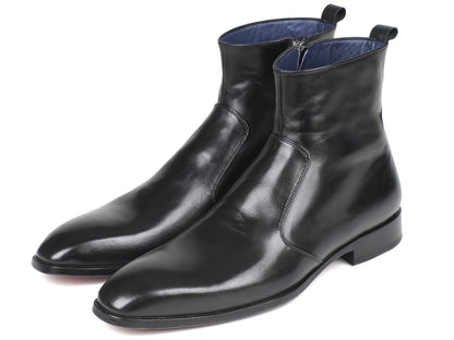 Paul Parkman Black Leather Side Zipper Boots (ID