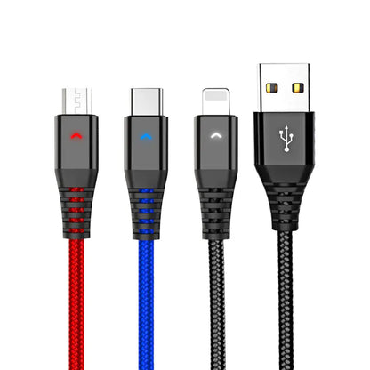 3-in-1 Braided Fast Charging Data Cable for Phones